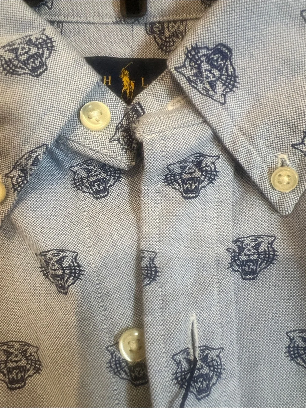 Polo by Ralph Lauren Light Blue Tiger Micro Printed Button-Down Oxford  Shirt